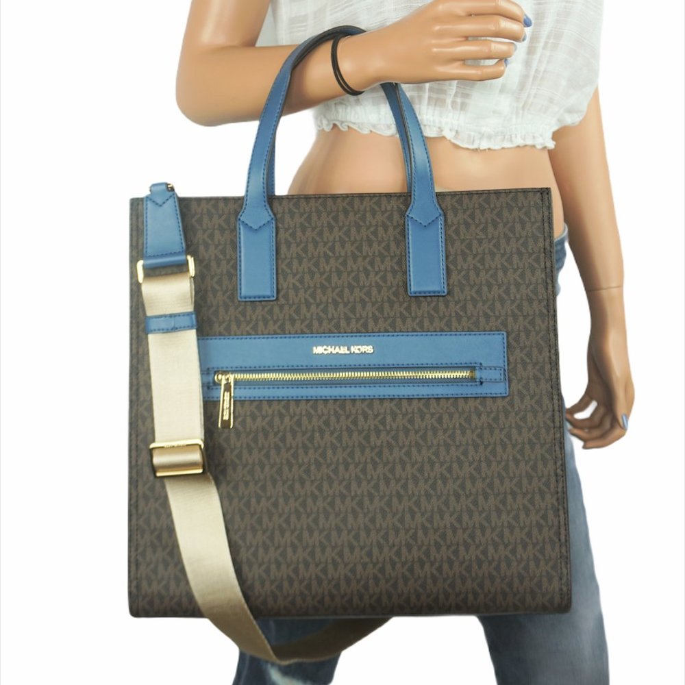 Michael Kors Kenly NS Tote Bag MK Brown Blue